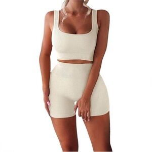 Women White Two-piece Yoga Sports Suit